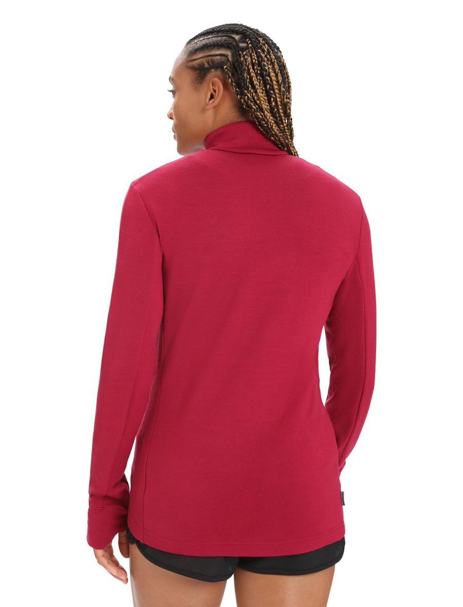 Sweat À Capuche Icebreaker Merino Quantum III Long Sleeve Zip Femme Rose | FR 1680MQZA